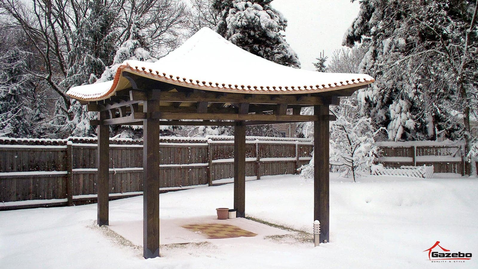 Japán Hinode kerti pavilon télen