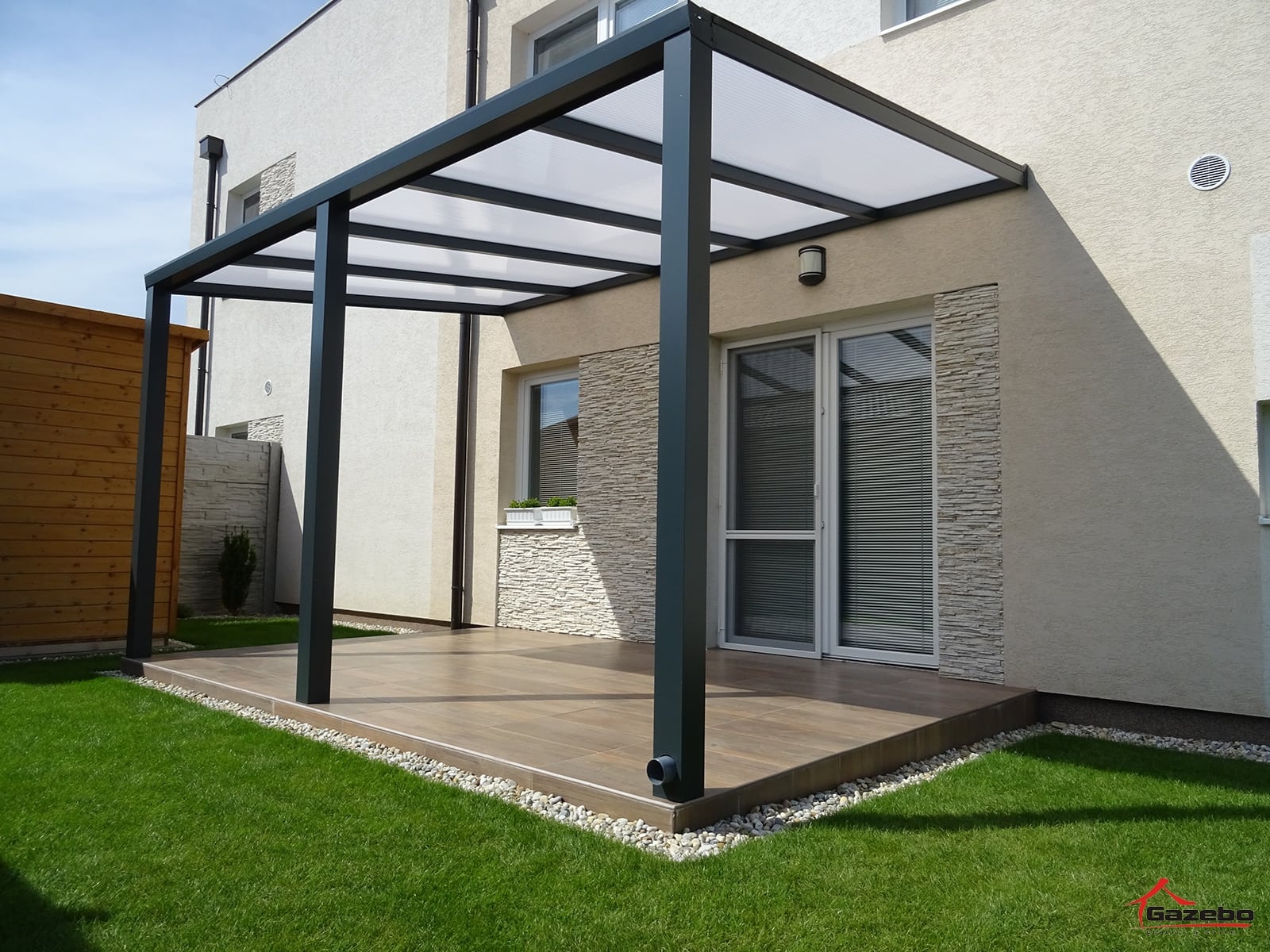 Fehér Basic Class alumínium pergola polikarbonát tetővel